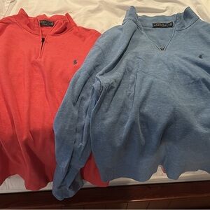 Polo by Ralph Lauren Men's Red and Light Blue Pullovers